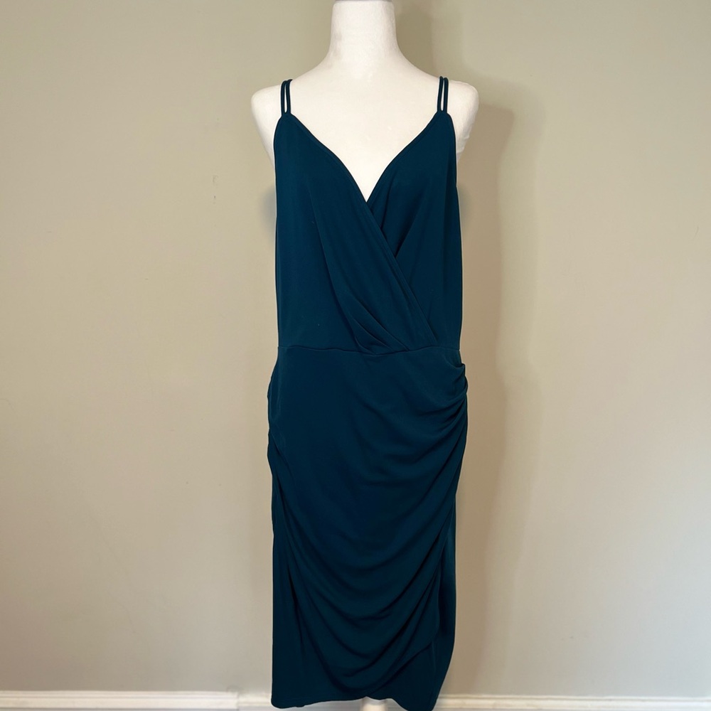 🆕 Grace Karin Teal Ruched Midi Dress